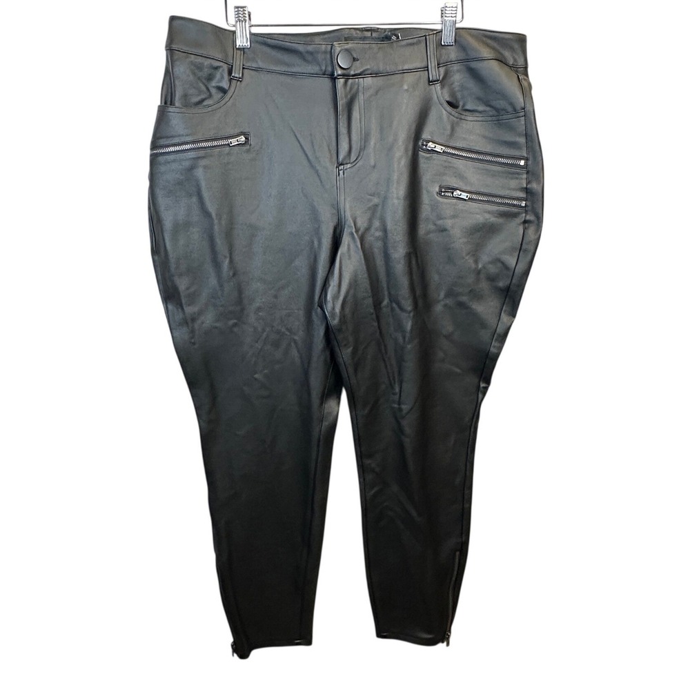 Torrid Faux Leather Moto Skinny Pants Black Size 18R NWT Zipper Detail Ankle Zip